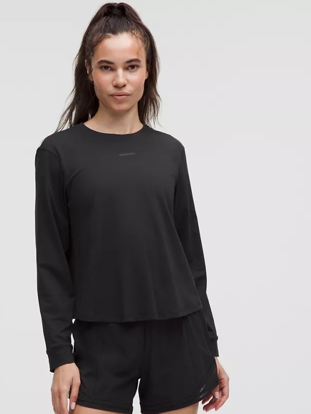 Lululemon Pace Crush Cross-Back UV-Protective  Long-Sleeve Shirt
Black Large